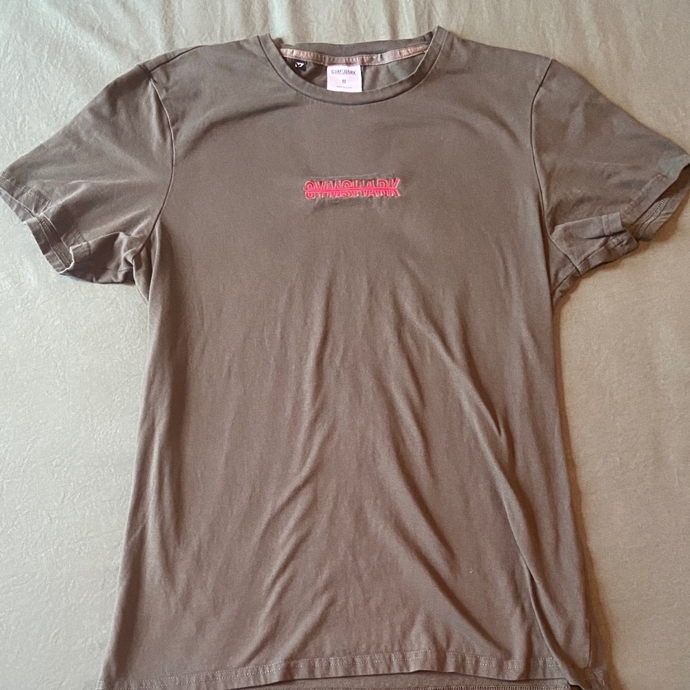 Gymshark Men’s Olive T-Shirt with Red Logo